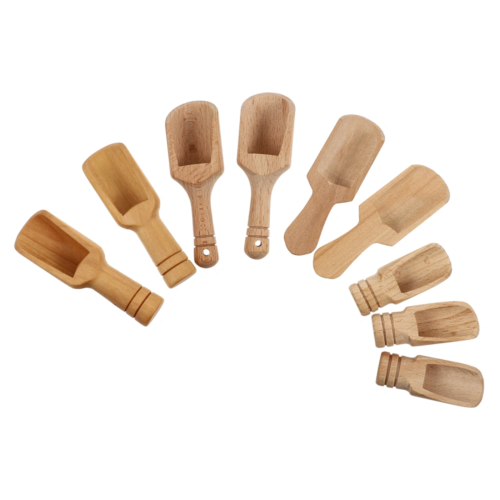 9 Pcs Small Salt Tea Spoons Practical Coffee Powder Scoops Mini Wooden Spoons