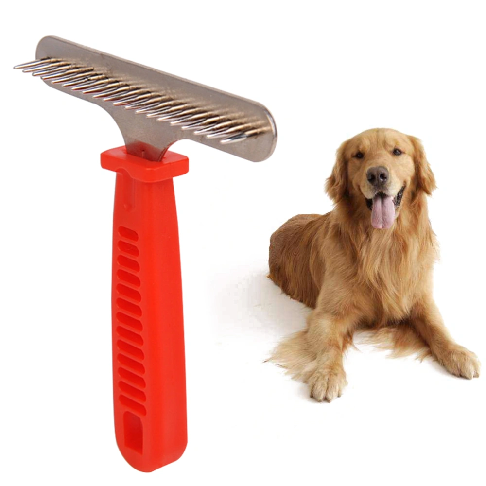 Dematting Comb for Dogs and Cats Dematting Tool Pet Detangler DIY Dog Cat Grooming Rake Brush (Red)