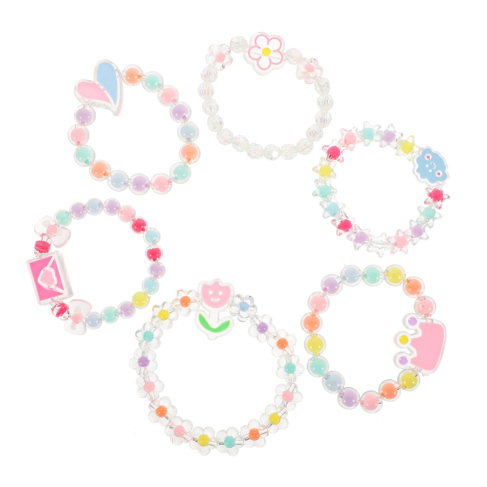 6Pcs Plastic Bracelet Kids Bracelets Toddler Beaded Bracelet Kids Jewelry Elastic Bracelets