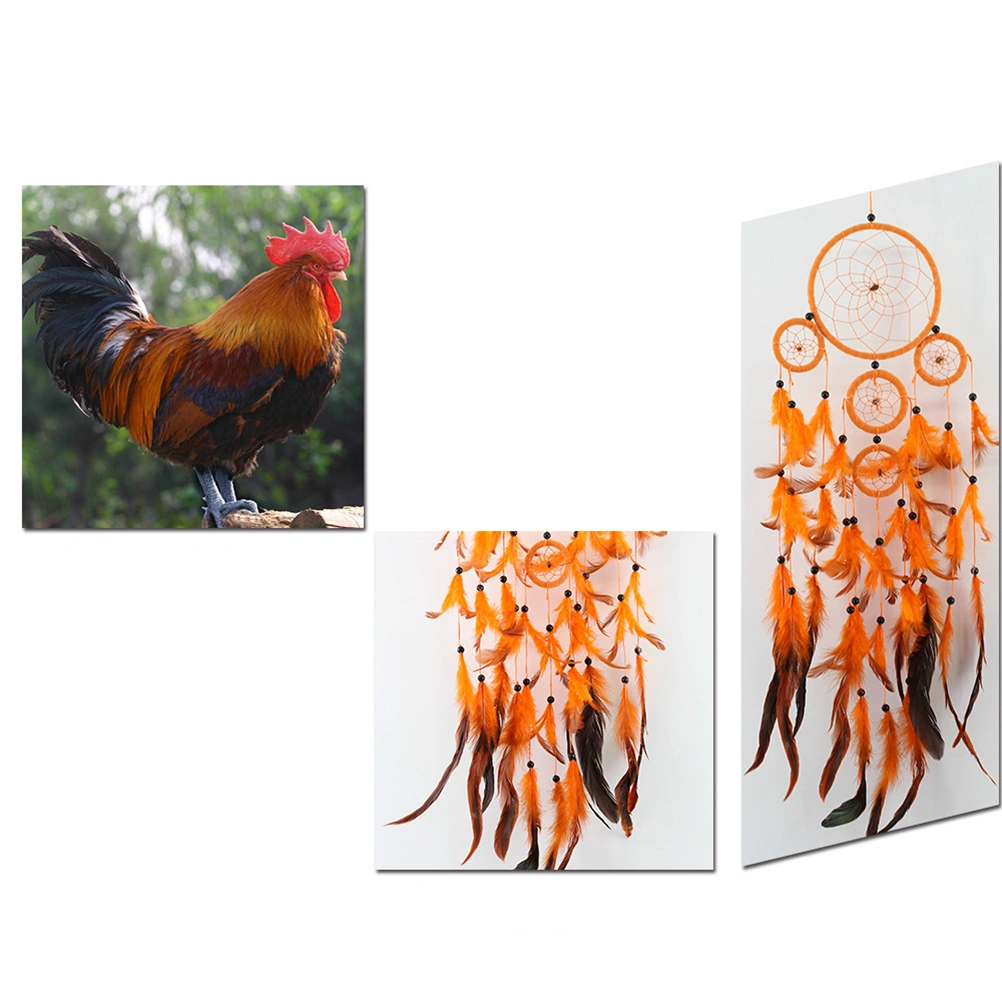 Orange Dream Catcher Handmade Dreamcatcher with Feather Wall Hanging Home Car Decor Mascot Gifts