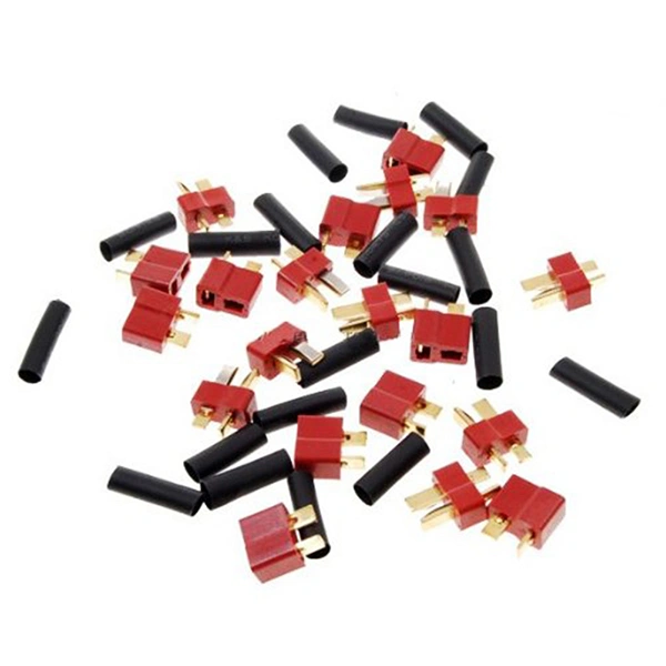 10 Pairs Ultra T-Plug Connectors Deans Style  Male and Female with 20pcs Shrink Tubing For RC LiPo Battery