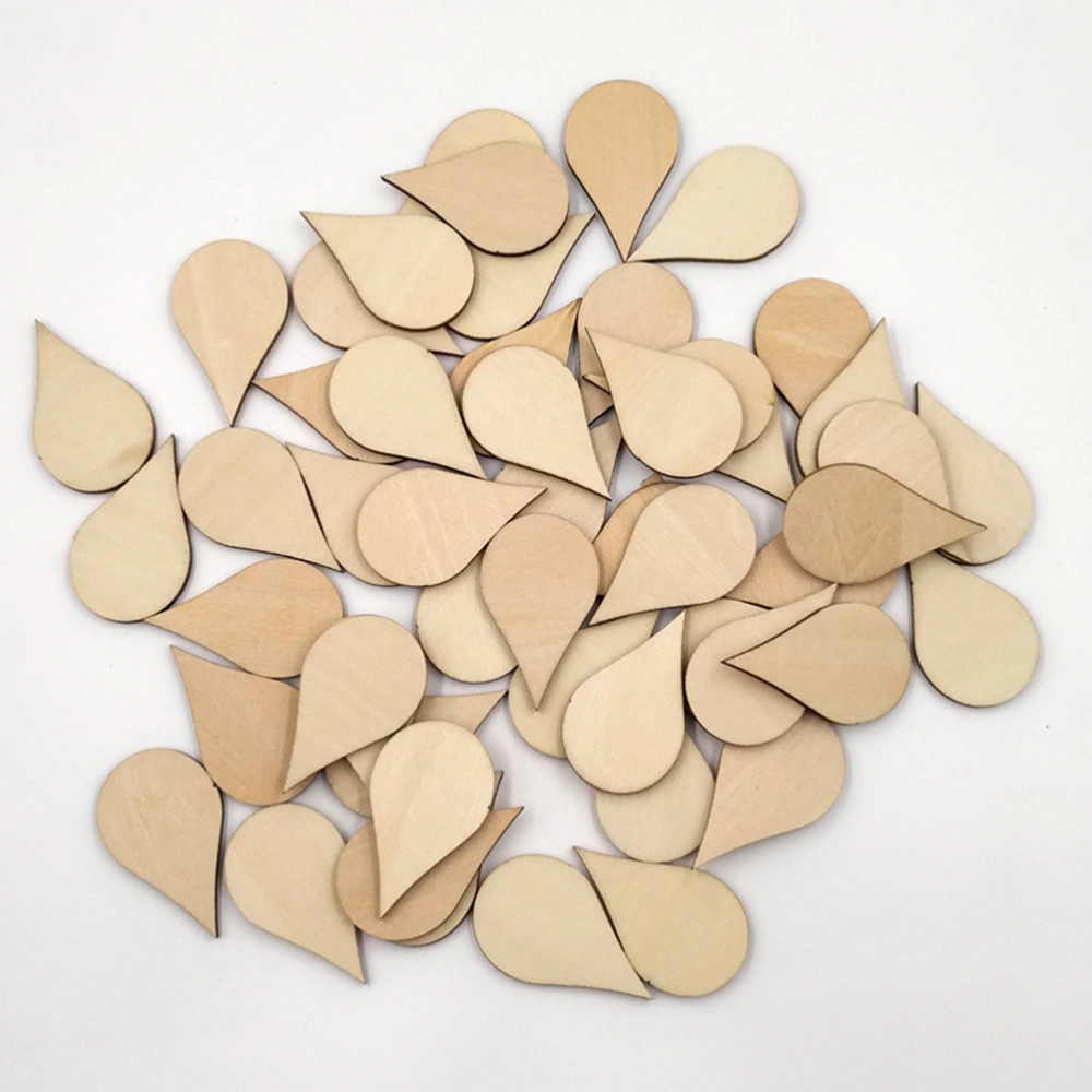 100 Pcs 40x25mm DIY Wooden Slices Water Drop Shaped Doodle Embellishments DIY Decorations Crafts Accessories Small Pendants for Home Ornaments