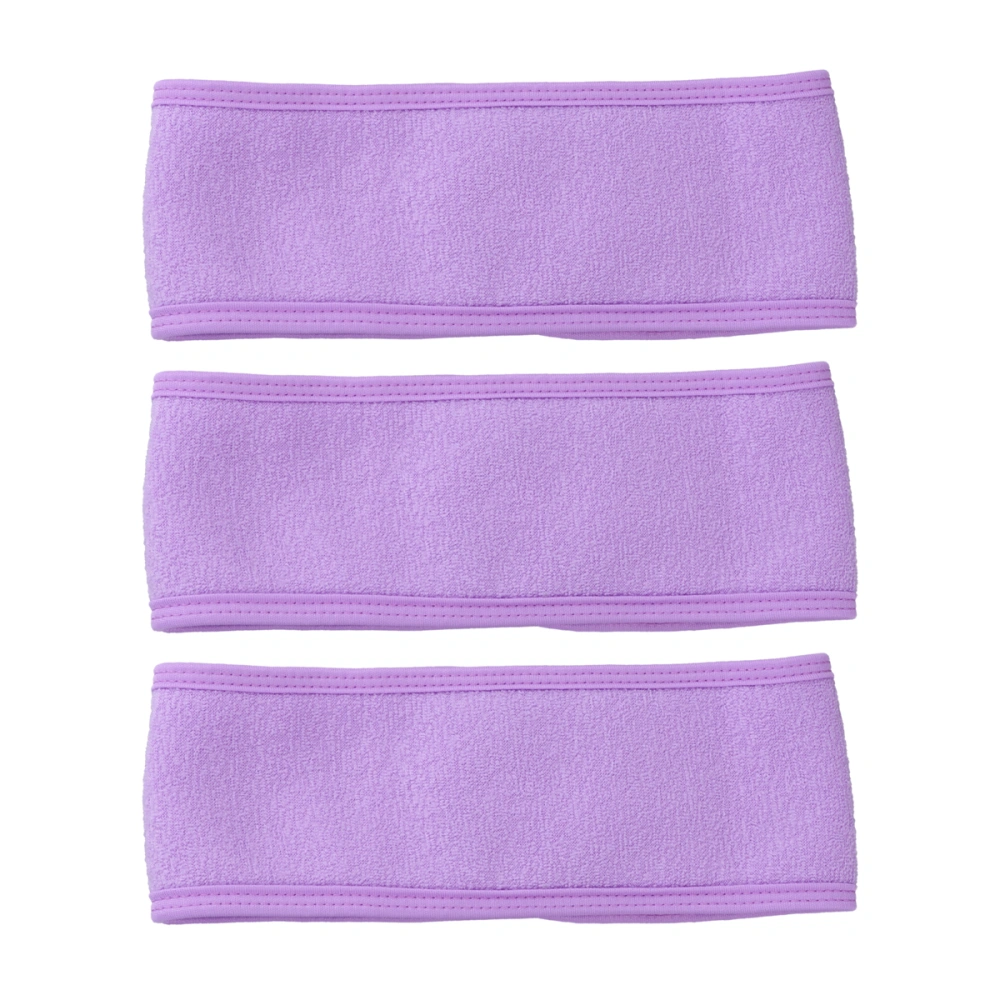 3PCS Simple Household Headbands Washing Face Makeup Hair Bands Adjustable Bathroom Headwear for Women Girls Purple