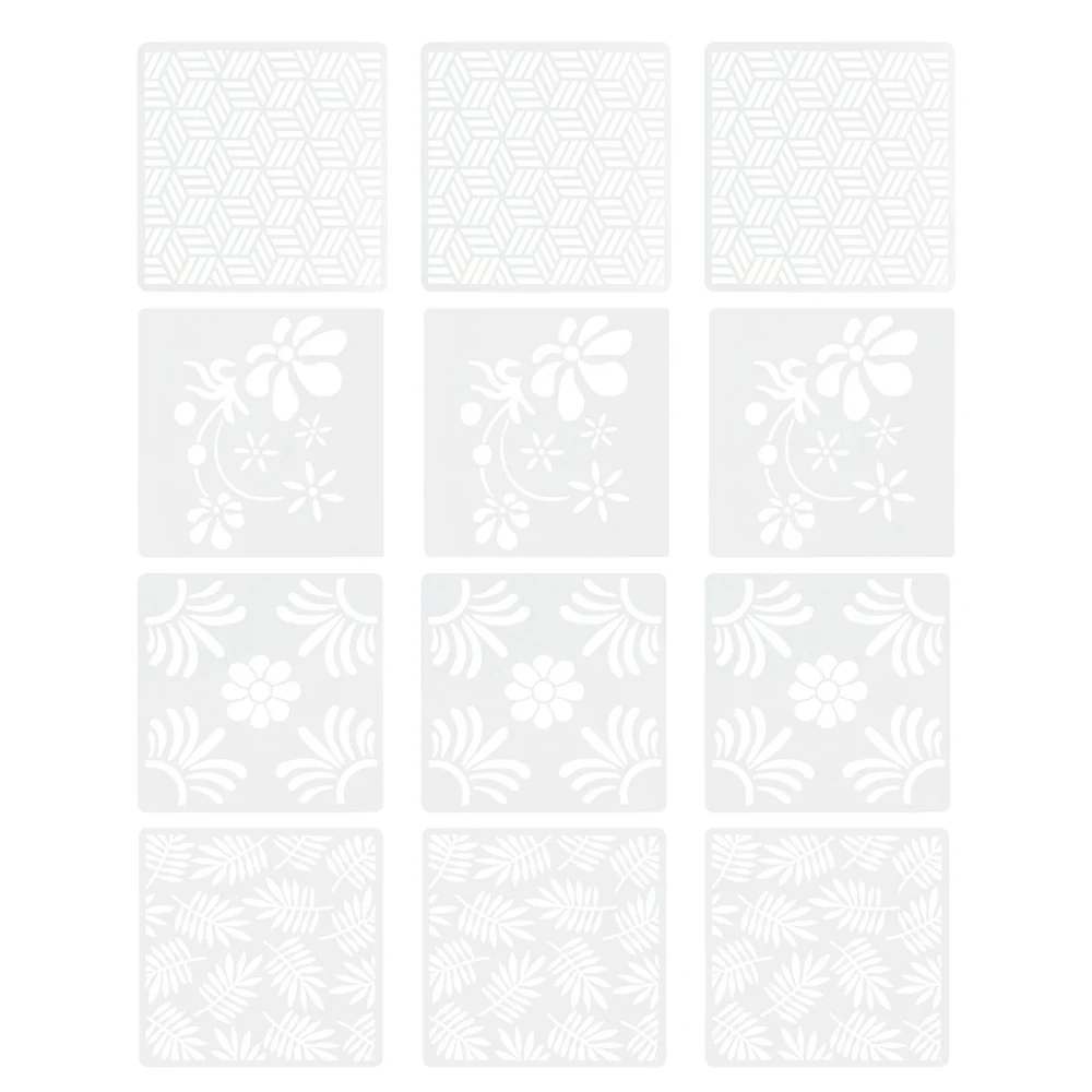 12 Pcs DIY Painting Template Drawing Tools Multi-pattern Hollow Out Painting Stencil DIY Craft Projects Mandala Drawing Educational Toys (White)