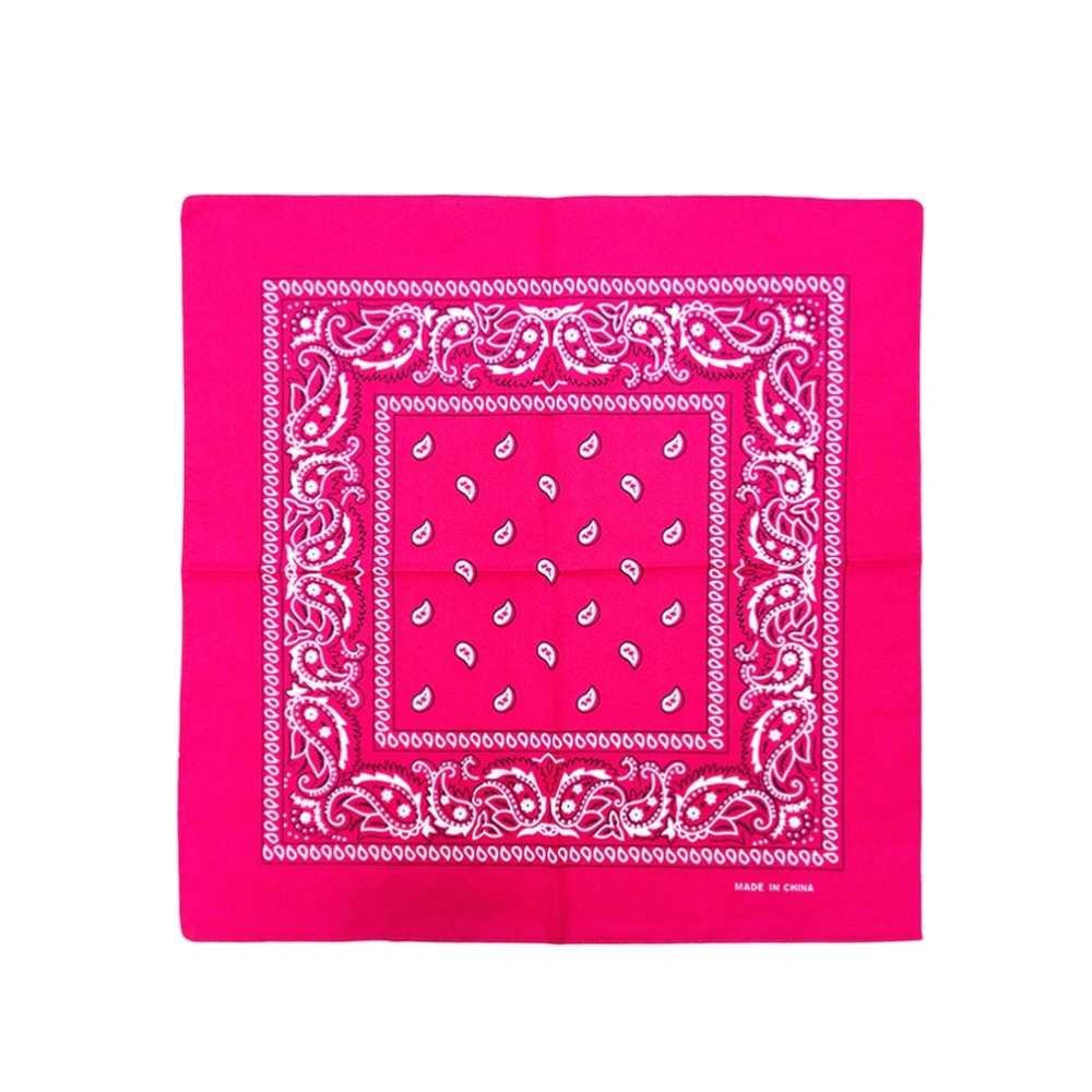 12pcs Multipurpose Bandana Printed Cotton Headband Sweat-absorbing Handkerchiefs (Rosy)