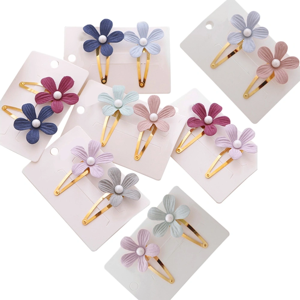 14pcs Colorful Mini Hair Clips Flower Manmade Pearl Barrettes Hairpins Headwear for Girls Women