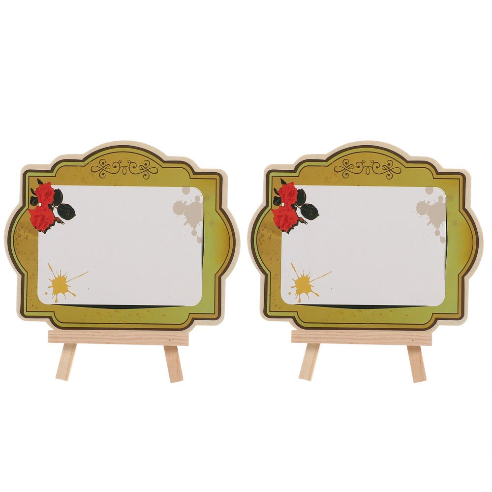 2 Sets Wooden Whiteboard Sign with Support Easel for Wedding Party Decor