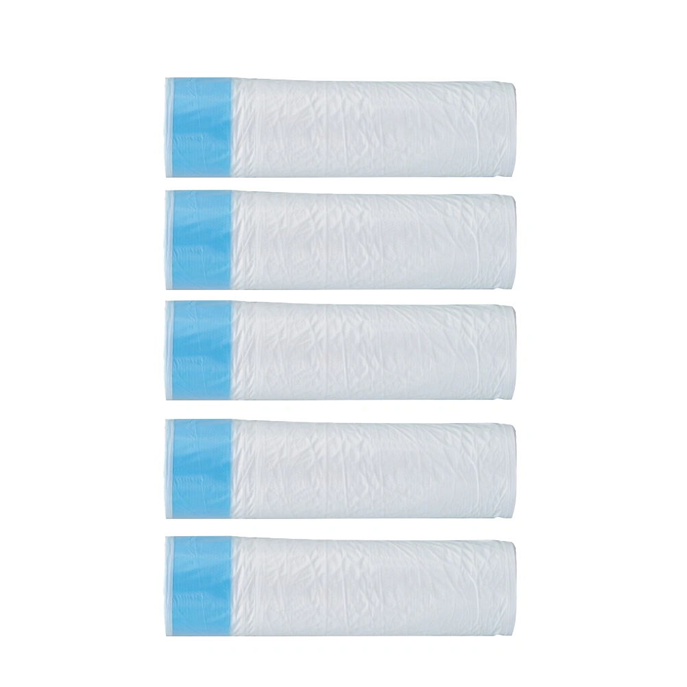 5 Roll Drawstring Disposable Garbage Bags Large Capacity Thickened Plastic Bags for Home Bathroom Kitchen (Blue,15 Bags Per Roll)