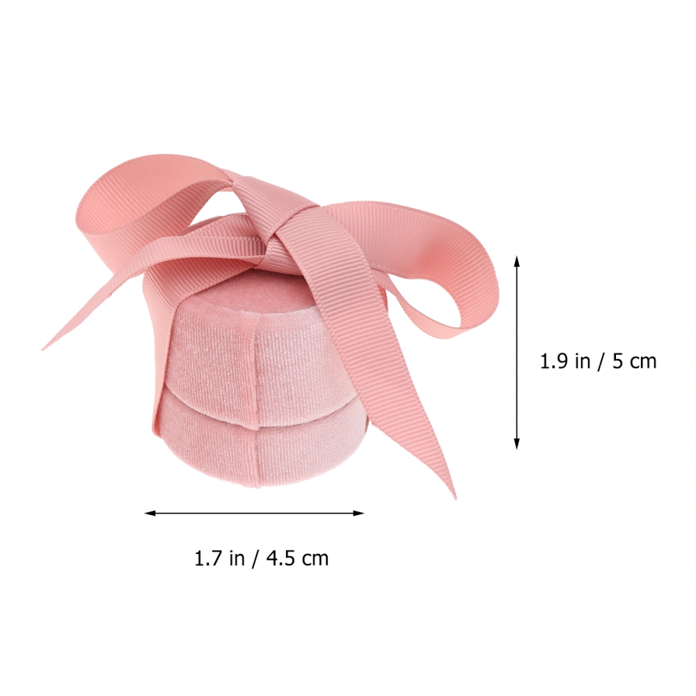 Ring Storage Box Round Storage Case Ring Storage Organizer with Ribbon Pretty Jewelry Packaging Box (Pink Small Size)