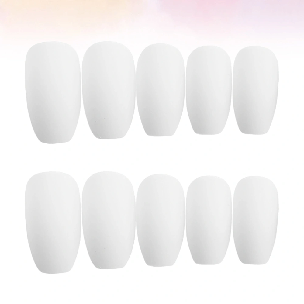 24pcs White Ballerina Fake Nail Tips False Matte Nail Full Cover Fingernails Manicure Tools