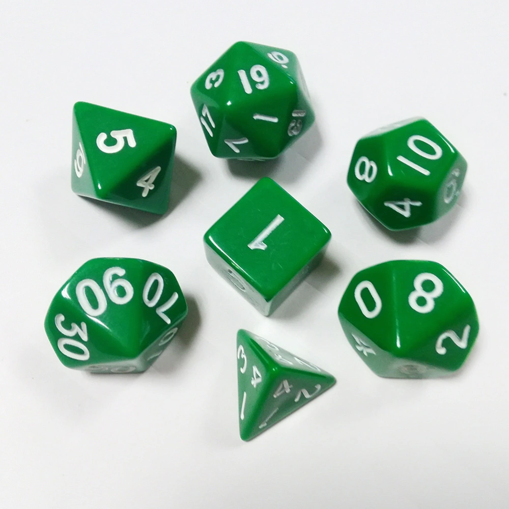 Polyhedral Dice Set 4 Sided-20 Sided Multi Sided Acrylic Dice Game Favours for D & D Games (Green)