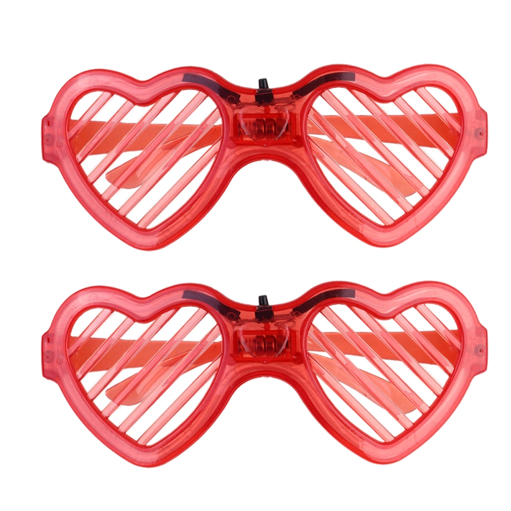 2pcs Love Shape Glowing Eyeglasses Blinds Eyewear Party Costume Photo Props Funny Party Light Up Glasses (Red)