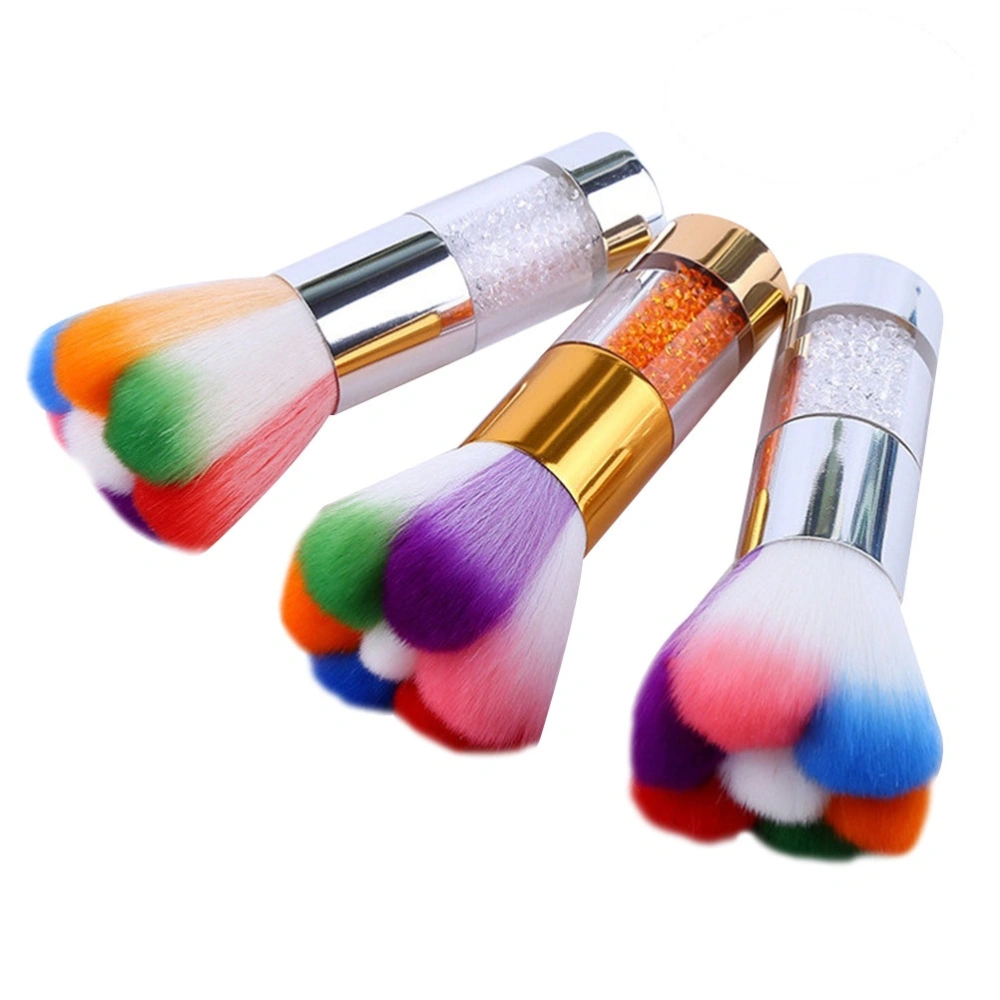 3pcs Colorful Nail Dust Brush Nail Art Dust Remover Brush Makeup Foundation Powder Brush