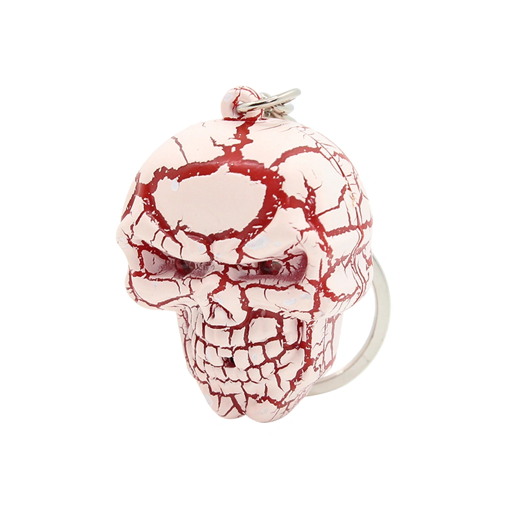 Halloween Skeleton LED Keychain Skull Luminous Vocalization Key Ring Trick Gifts (Red)