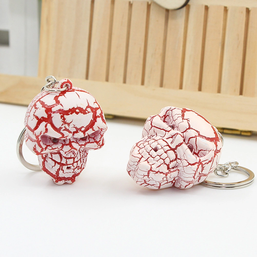Halloween Skeleton LED Keychain Skull Luminous Vocalization Key Ring Trick Gifts (Red)