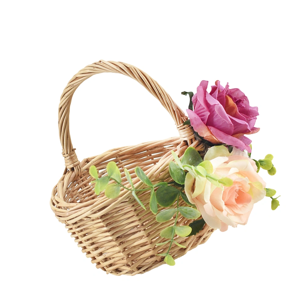 1PC Village Wedding Flower Basket Decor Vintage American Style Wedding Flower Basket Delicate Flower Boy Tote Flower Basket Chic Scattering Petals Basket Wedding Party Photo Props for Wedding 2 Style