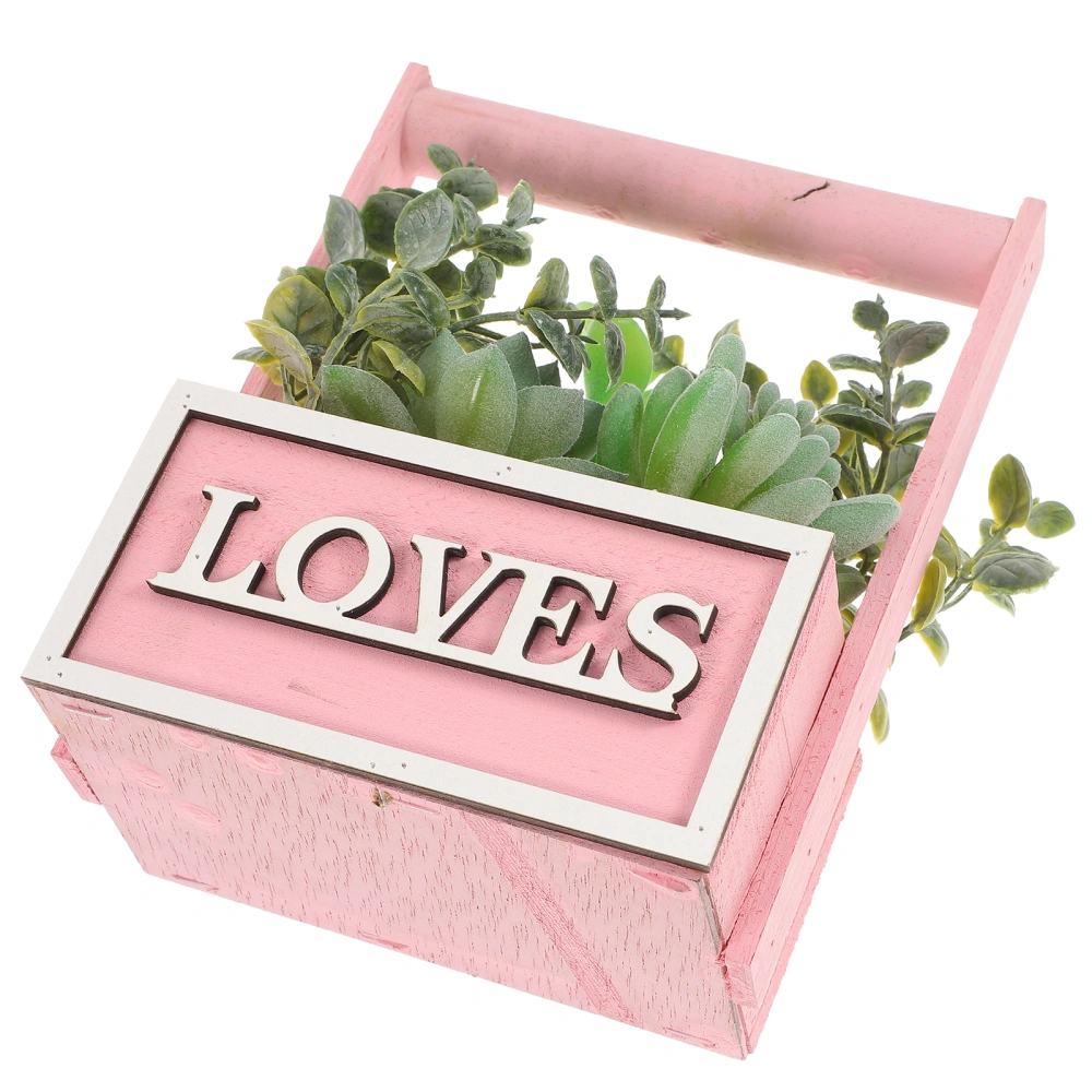 Potted Succulents Plant Artificial Decoration Small  Mini Decorative Faux Succulent Wood Pot