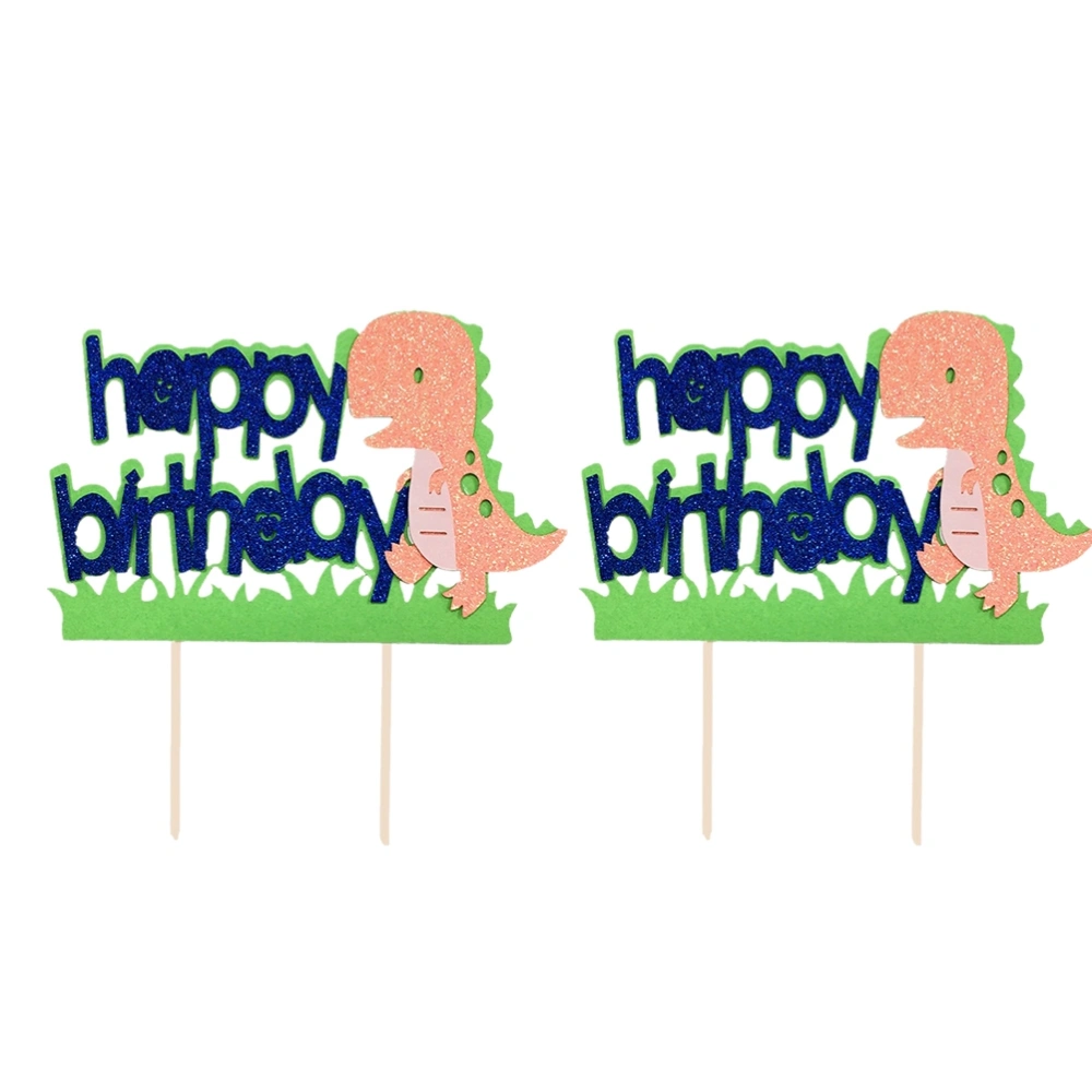 2 Pcs Cake Toppers Dinosaur Cake Dessert Table Decorative Supplies for Birthday Party