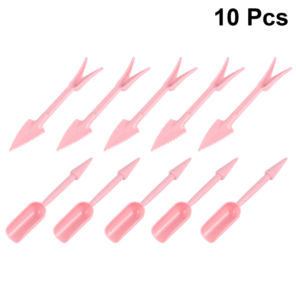 10 Pcs in 1 Set Plastic Garden Widger Seedlings Transfer Tool Shovel Digging Transplanting Planting Tools for Home Flowerpot Craft (Pink)