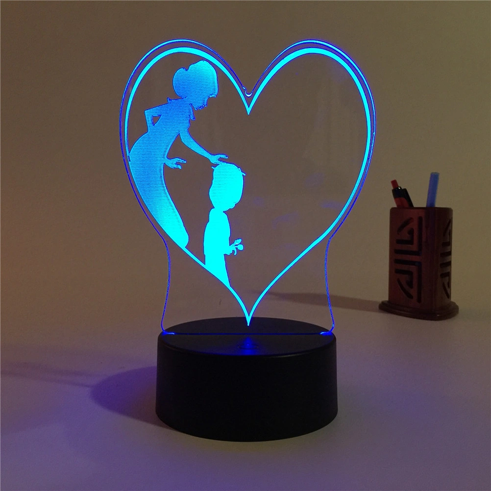 3D Heart Shape Lamp Multicolor LED Lights Touch USB Night Light Table Lamp for Mother's Day Gift