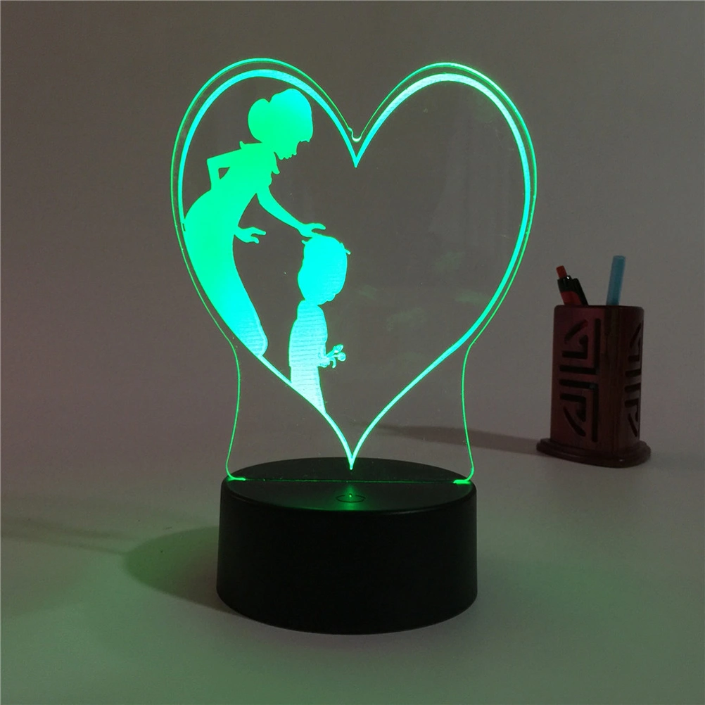 3D Heart Shape Lamp Multicolor LED Lights Touch USB Night Light Table Lamp for Mother's Day Gift