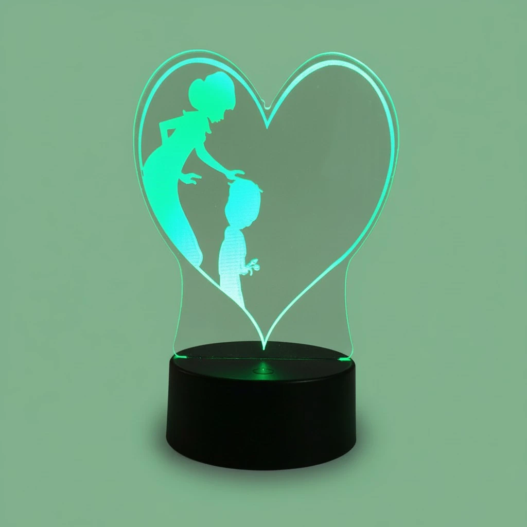 3D Heart Shape Lamp Multicolor LED Lights Touch USB Night Light Table Lamp for Mother's Day Gift