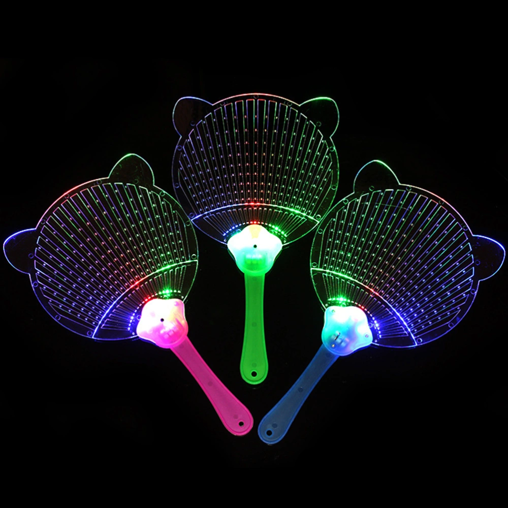 6pcs Colorful Glowing Fan Luminous LED Fan Festival Party Gift Plastic Transparent Fan Toys(Assorted Pattern)