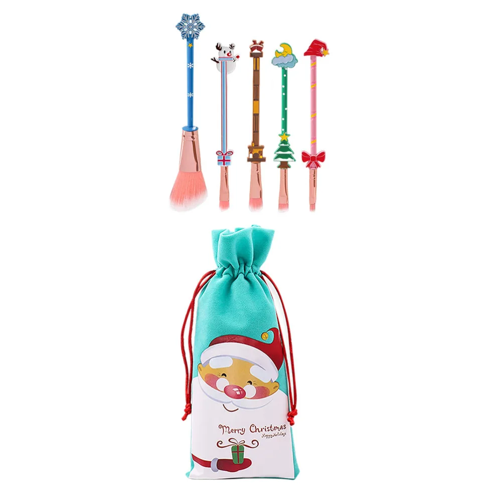 5pcs Christmas Themed Makeup Brushes Girl Cosmetics Brushes Makeup Accessories