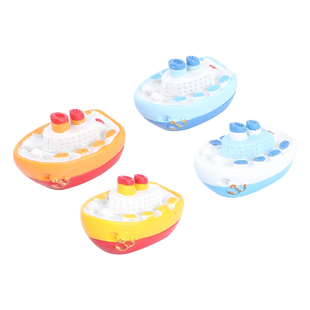 4pcs Fishing Boat Models Painted Ship Decors Small Sand Table Toys(Random Color)