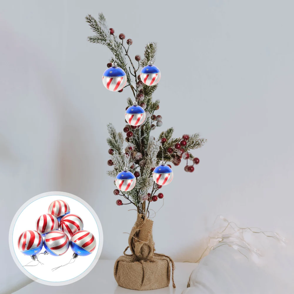 12Pcs Independence Day Hanging Balls Plastic Ball Ornament Party Supplies