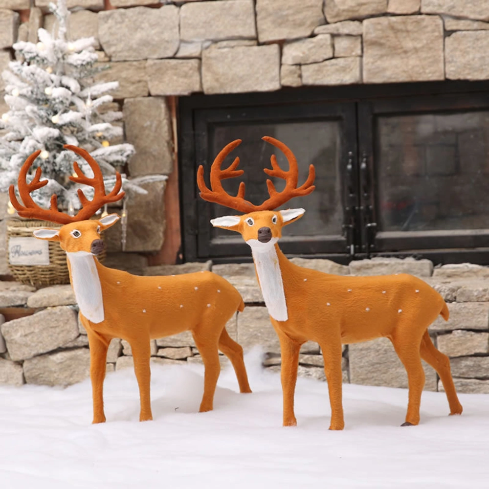 40cm Christmas Miniature Plush Elk Ornament Creative Simulated Deer Model Desktop Decorative Accessory Props Kids Gift for Store Home