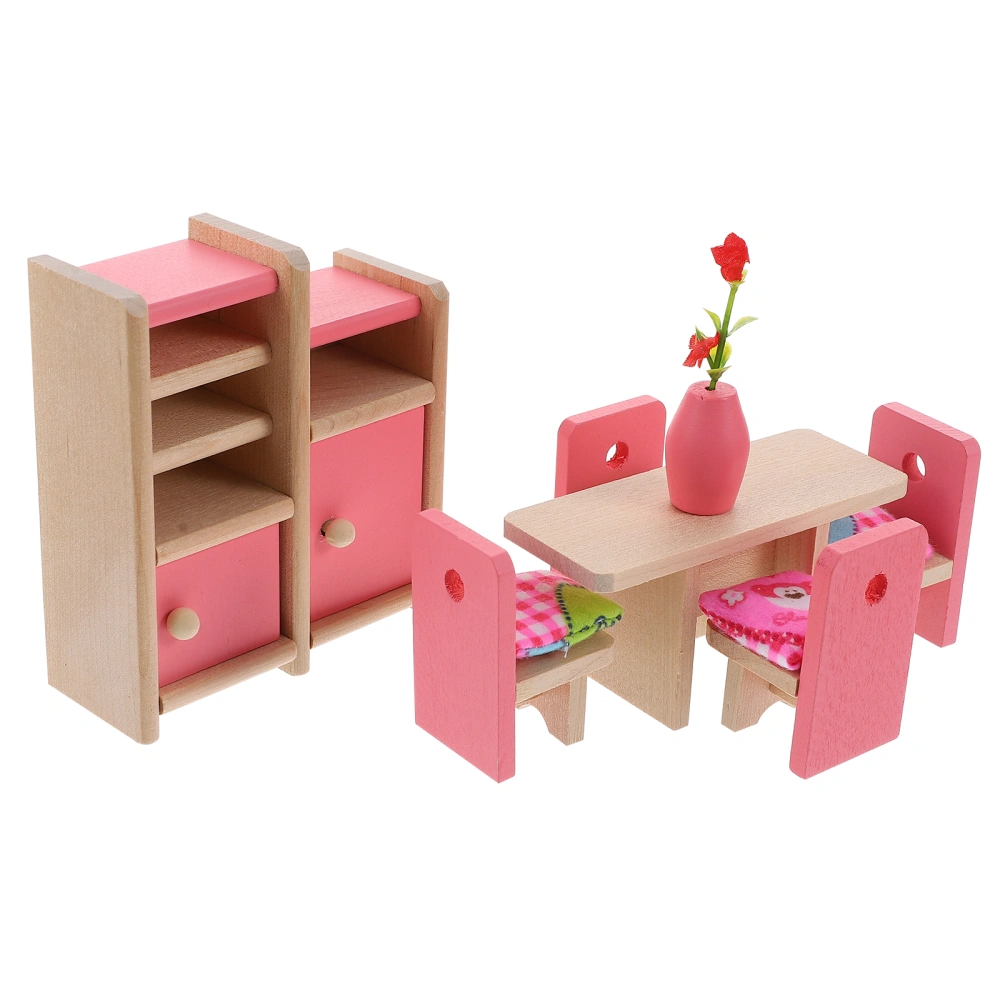 1 Set Mini Furniture Toys Wooden Simulation Dining Room Furniture Kids Toy