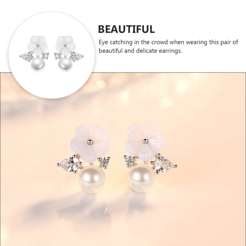 1 Pair of Fashionable Earrings Flower Style Ear Stud Woman Ear Jewelry Decor