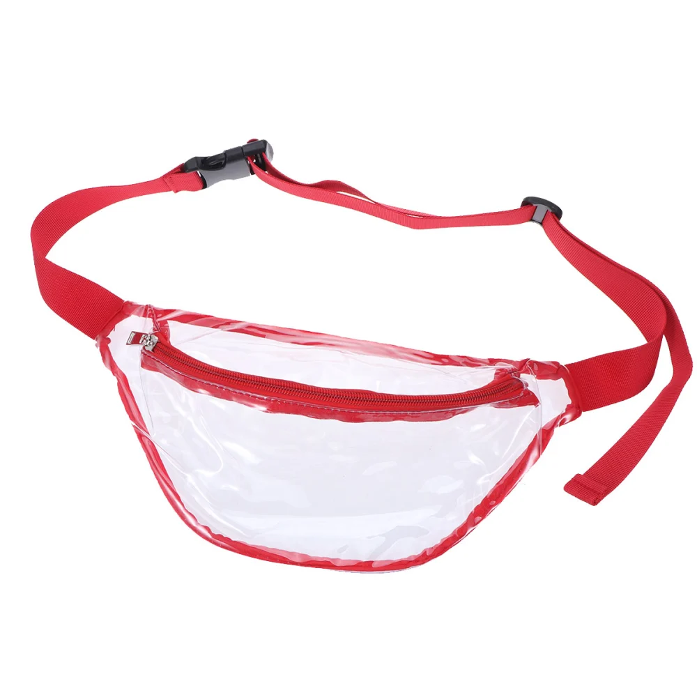 Fashion Waterproof Waist Bag PVC Transparent Fanny Pack Beach Bag for Men Women (Red)