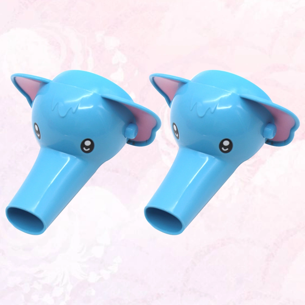 2 Pcs Creative Elephant Shaped Faucet Extender Hand Washing Device Water Sink Bathroom Accessories Creative Gift for Toddlers Kids Children (Blue)