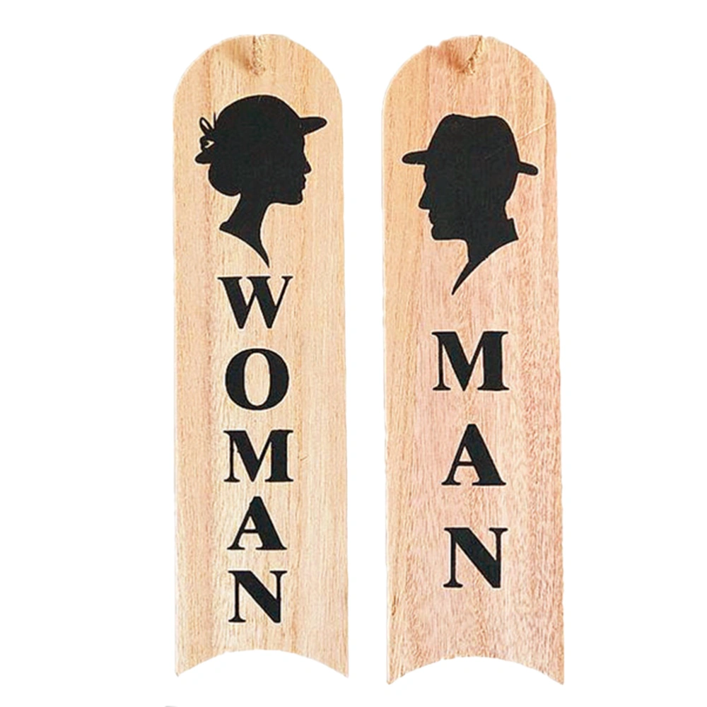 2PCS Wooden Toilet Sign Women Men Restroom Sign Washroom Sign Board for Home Apartment Hotel Decoration