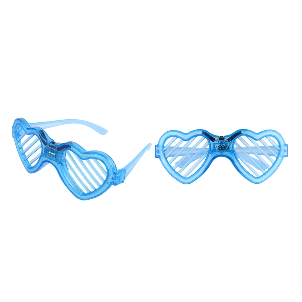 2pcs Love Shape Glowing Eyeglasses Blinds Eyewear Party Costume Photo Props Funny Party Light Up Glasses (Blue)