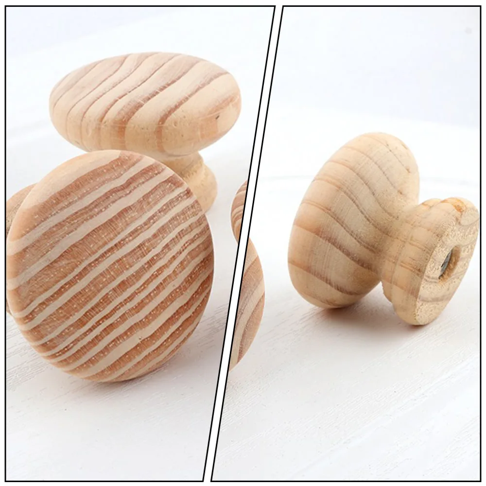 9pcs Wooden Cabinet Knobs Simple Round Dresser Handles Drawer Pulls (Wood Color)