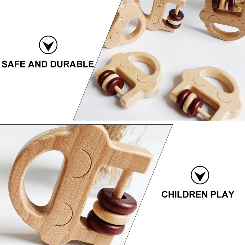 1pc Infant Baby Rattle Toy Baby Toddler Wood Rattle Birthday Gift (Wood Color)