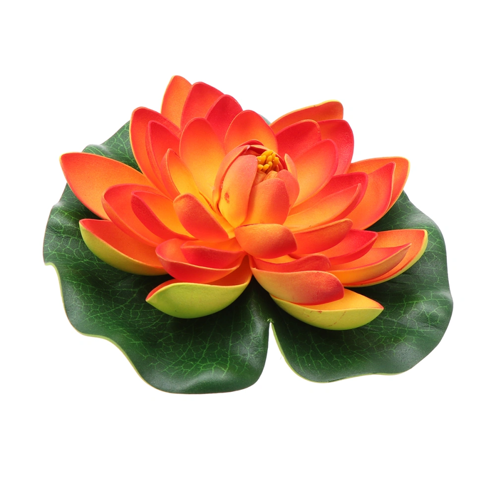 1Pc Artificial Floating Water Lily Simulation Lotus Flower Pond Decor 18cm Orange