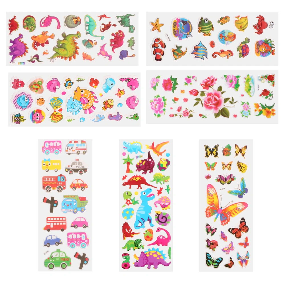 100Pcs Lovely Children Cartoon 3D Bubble Stickers Kids Sticker (Random Color)