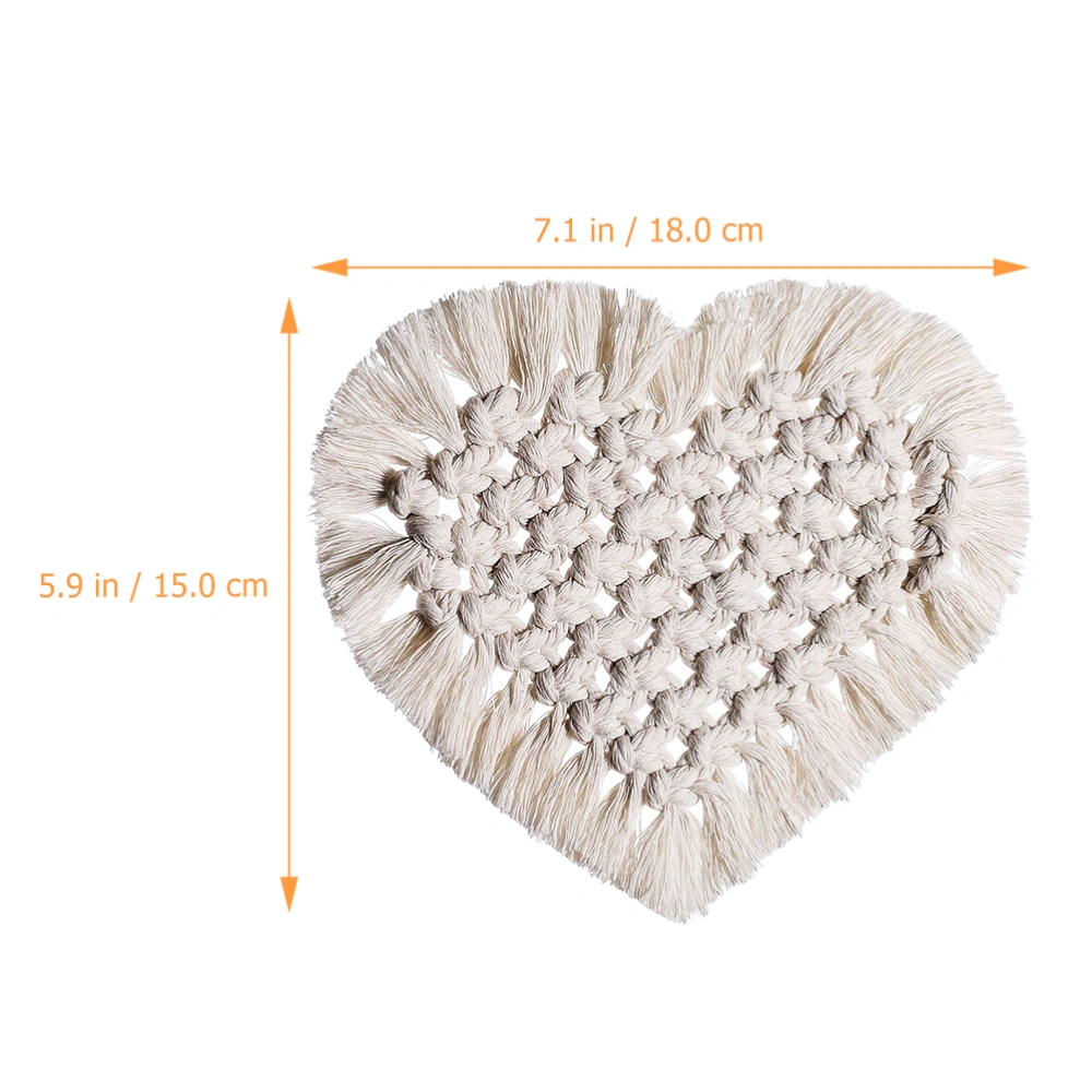 Weaving Cup Coaster Heart Cup Mat Heat Insulation Cup Mat Cotton Coaster