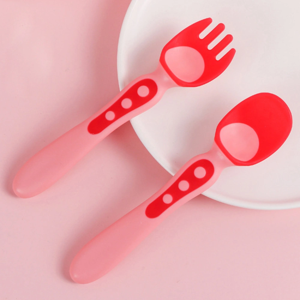 2 Sets Flexible Spoon Fork Baby Utensils with Case Medicine Spoon Training Spoon