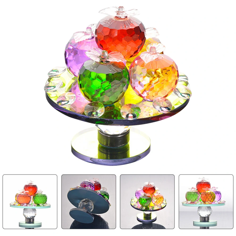 Crystal Apples Decor Artificial Crystal Apple Rotatable Compote Desktop Ornament