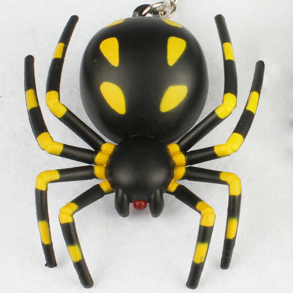 3pcs Halloween Luminous Spider Keychain Car Keyring Purse Bag Pendant Decoration Sound Hanging Keychain Accessory (Random Color)