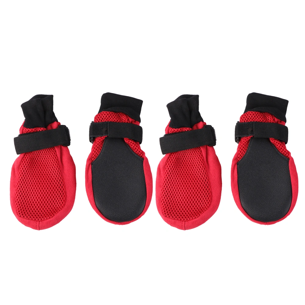 1 Set of Breathable Mesh Dog Puppy Shoes Nonslip Sole Dog Boots Paw Protector - Size XL (Red)