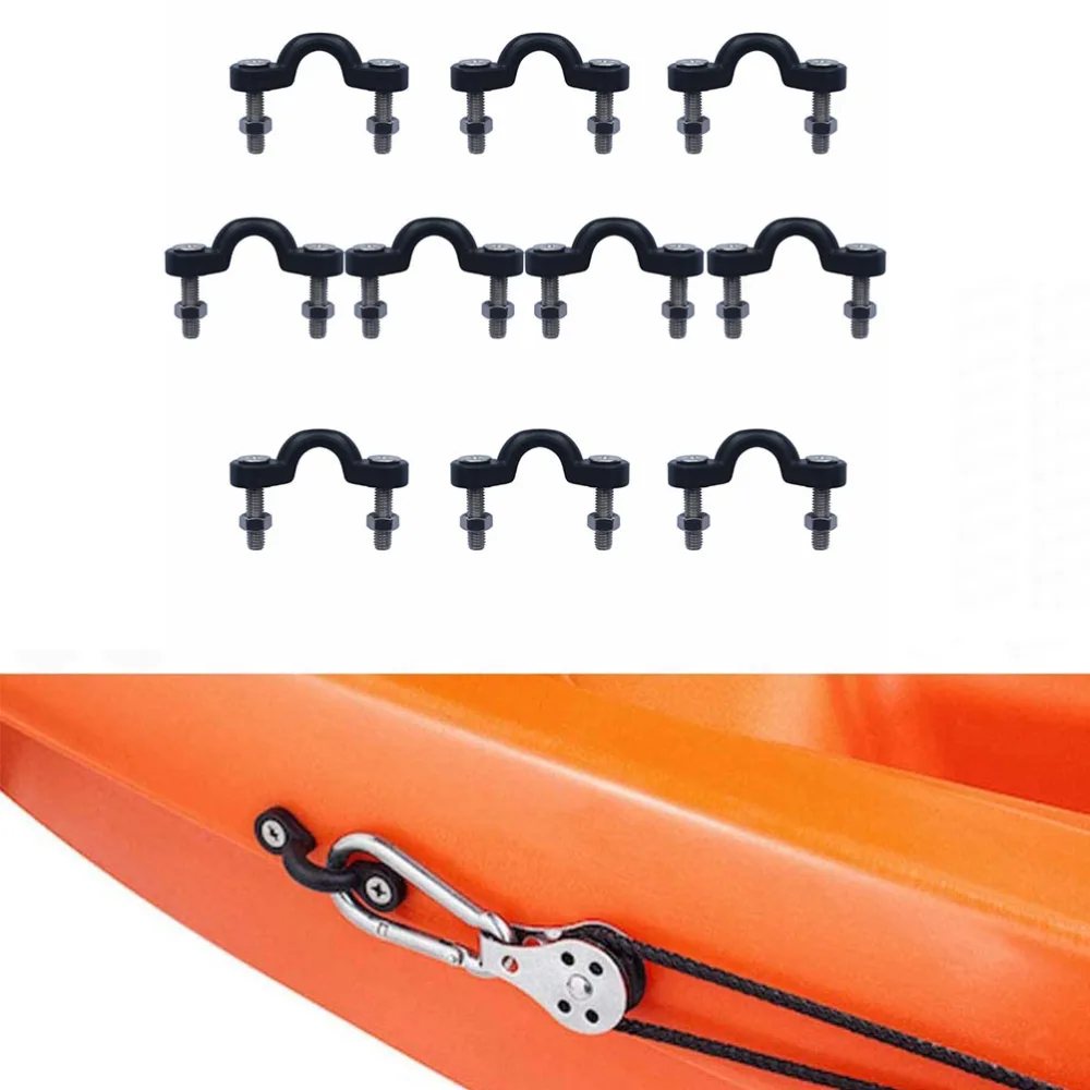 50 Pcs Nylon Bungee Deck Loop Tie Down Pad Eye with Screw and Nut Deck Rigging