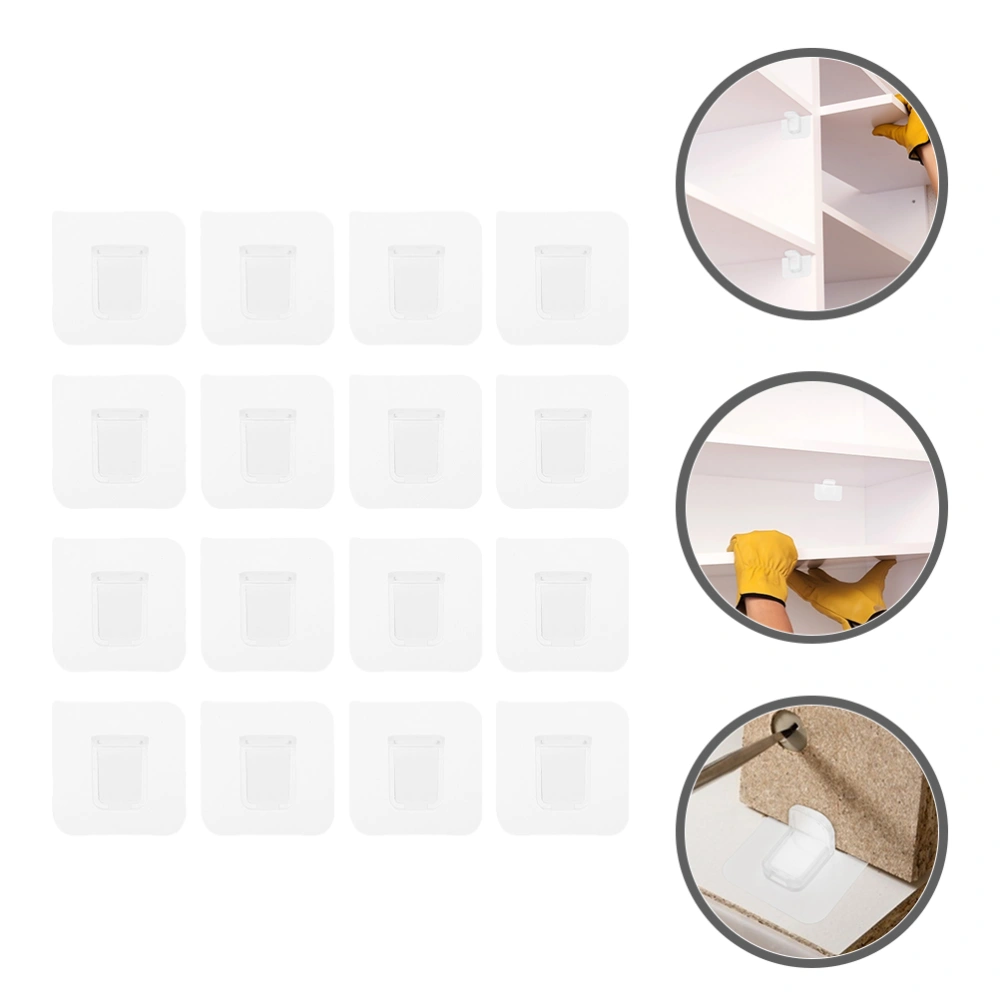 16pcs Wardrobe Partition Layer Fixed Paste Hook Adhesive Closet Shelves Clips