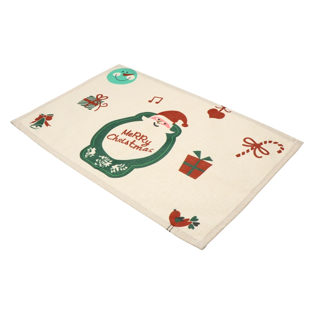 1 Pc Christmas Table Mat Practical Linen Placemat Decorative Dining Table Mat