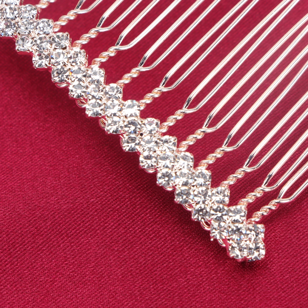 Chic Rhinestone Hair Comb Bang Hair Insert Comb Elegant Women Headdress Stylish Hairpin for Girls Women (Flat Slant Type)